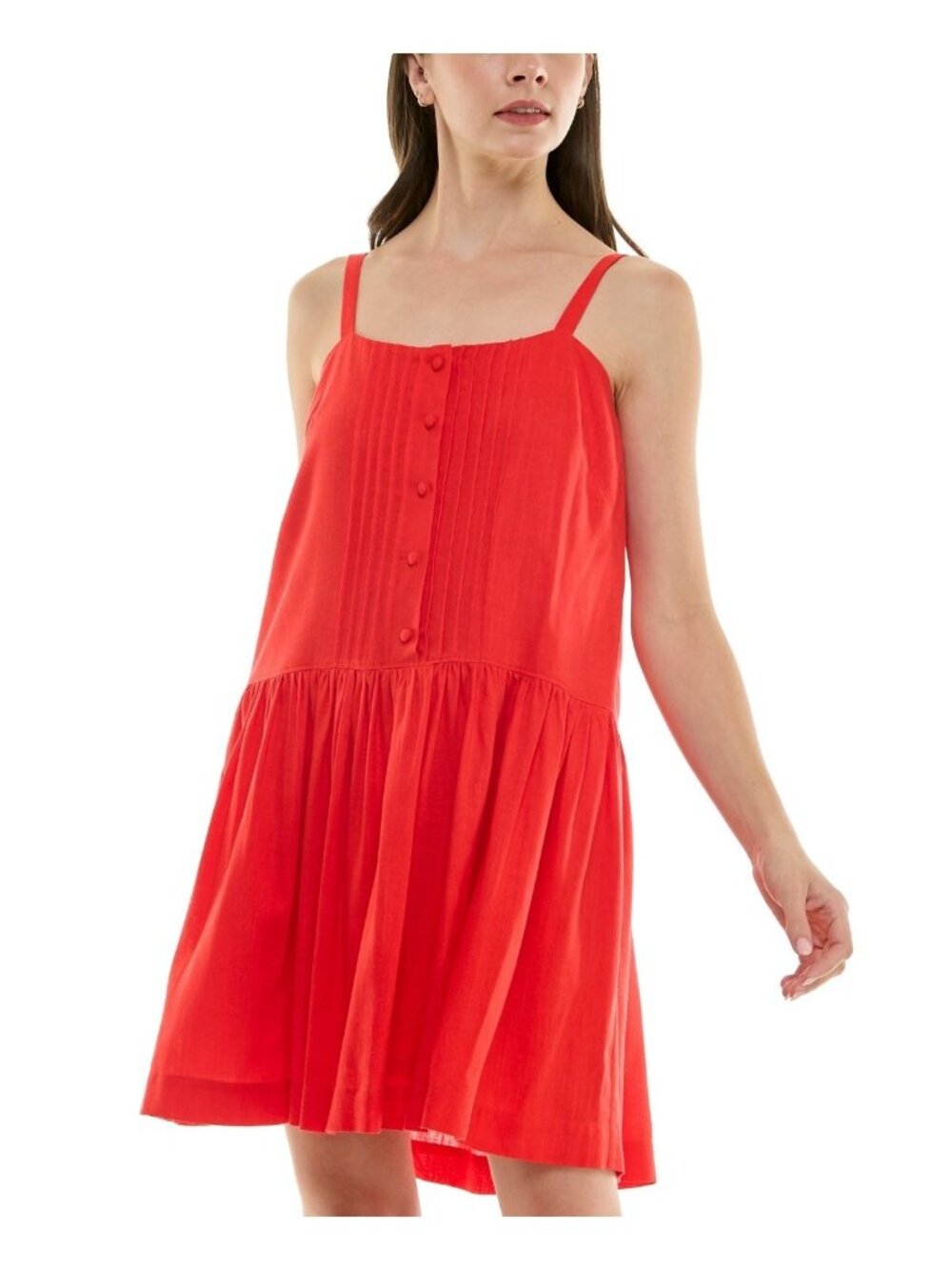 Taylor Drop-Waist Sleeveless Cute Mini Shift Front Dress Tomato Red Size 2 $128